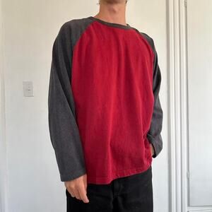 Vintage Y2K Old Navy Blank Basic Red Skater Longsleeve Shirt